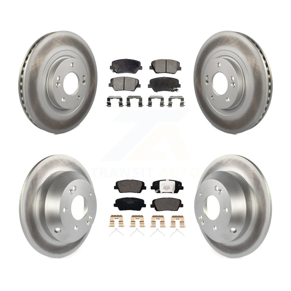 Front Rear Coated Brake Rotor & Ceramic Pad Kit For Kia Sorento With Red Painted Calipers KGT-102039