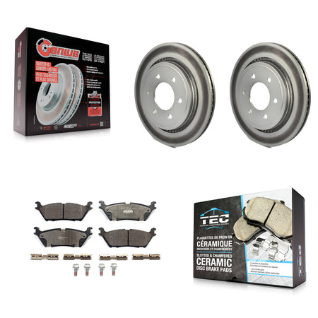 Rear Coated Brake Rotors Ceramic Pad Kit For 15-17 Ford F-150 With Electric Parking KGT-102041