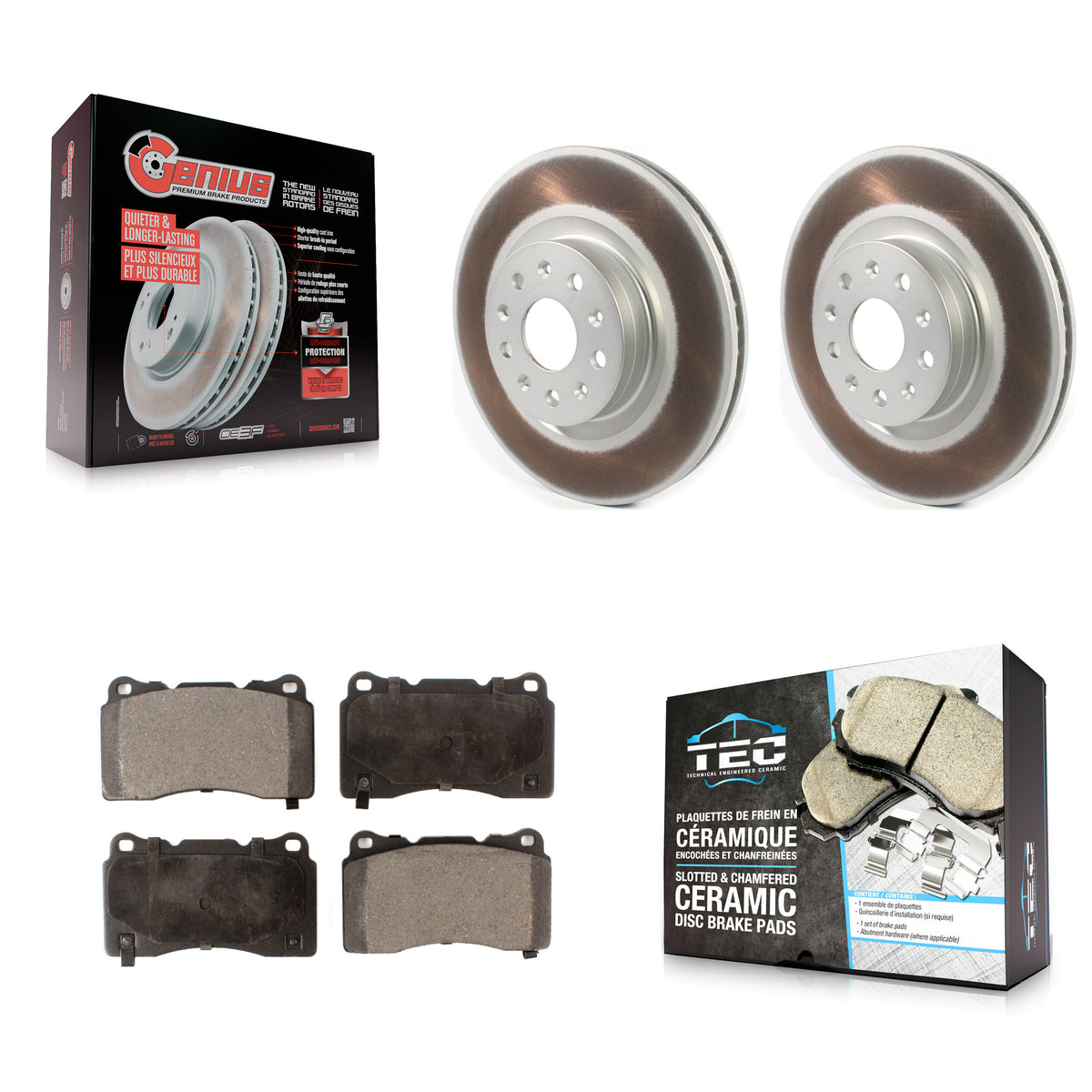 Front Coated Disc Brake Rotors And Ceramic Pads Kit For Cadillac CTS CT6 KGT-102048