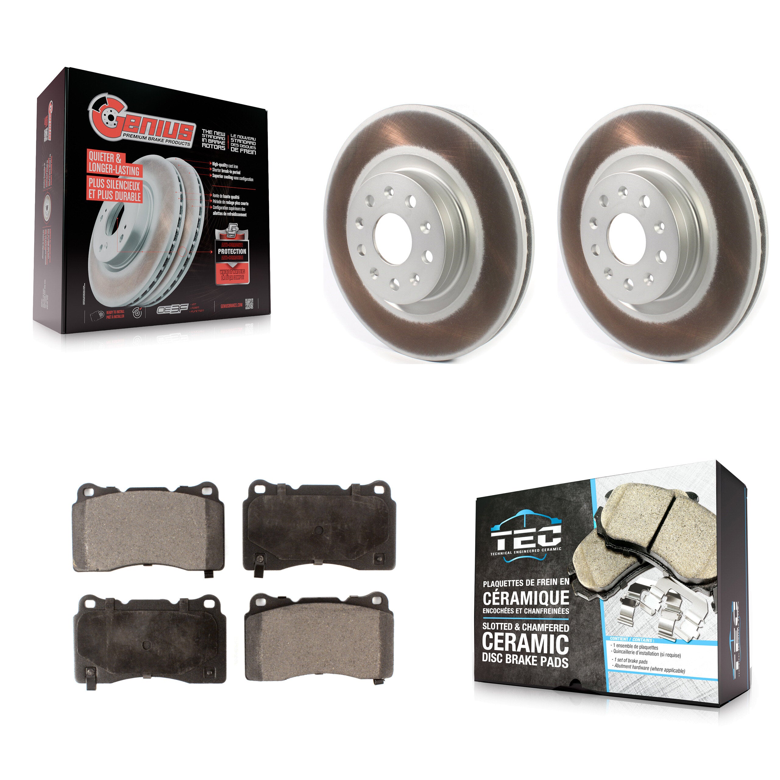 Front Coated Disc Brake Rotors And Ceramic Pads Kit For Cadillac CTS CT6 KGT-102048