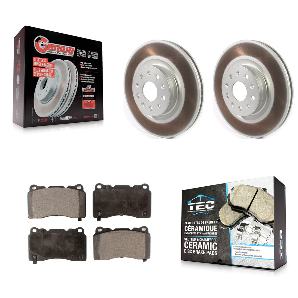 Front Coated Disc Brake Rotors And Ceramic Pads Kit For Cadillac CTS CT6 KGT-102048