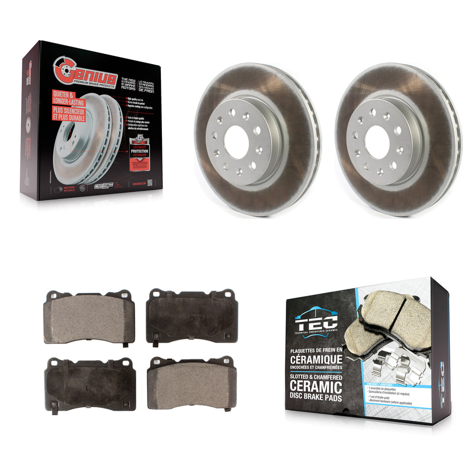 Front Coated Disc Brake Rotors And Ceramic Pads Kit For Chevrolet Camaro Cadillac CTS CT6 KGT-102051