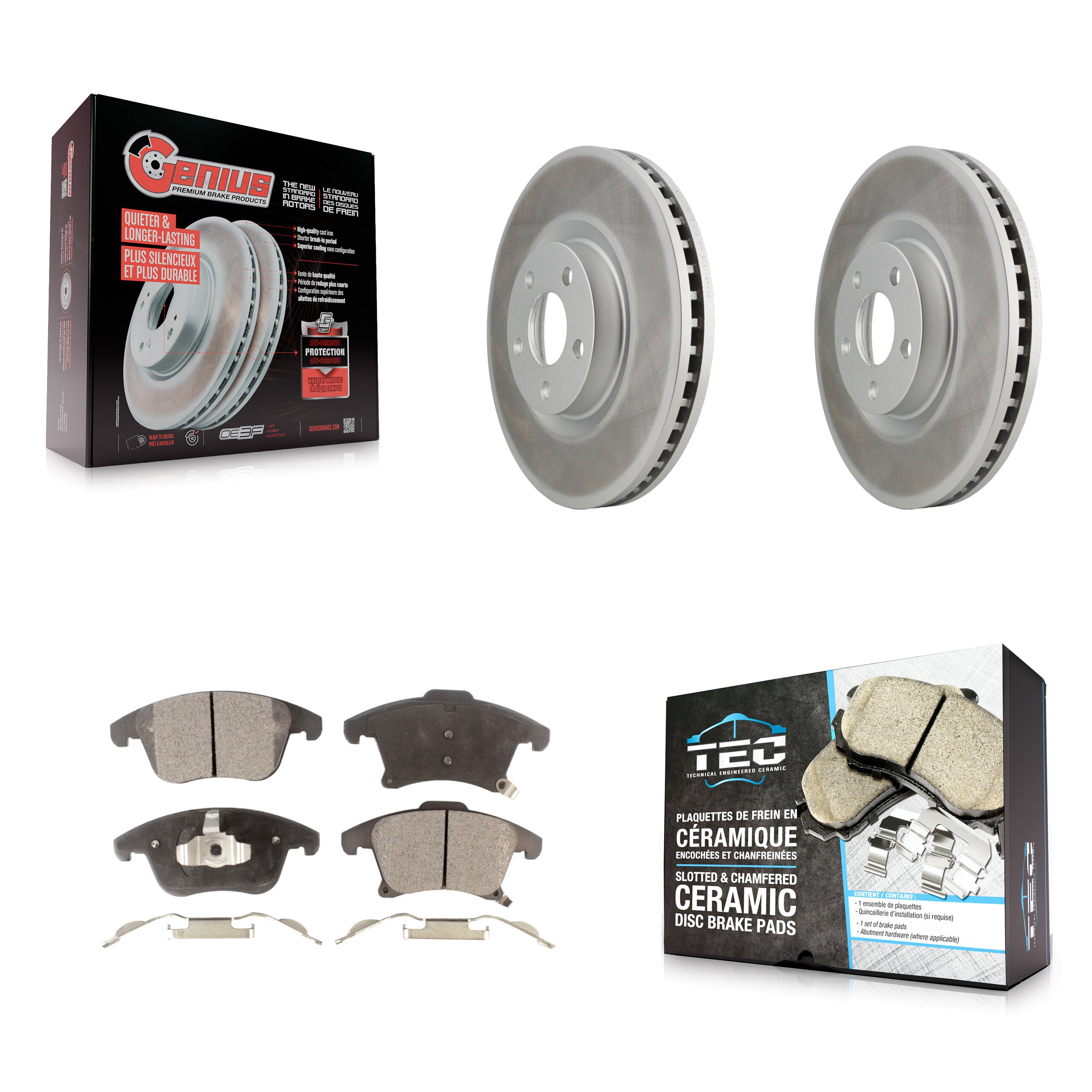 Front Coat Disc Brake Rotors Ceramic Pad Kit For Ford Police Responder Hybrid SSV Plug-In KGT-102059