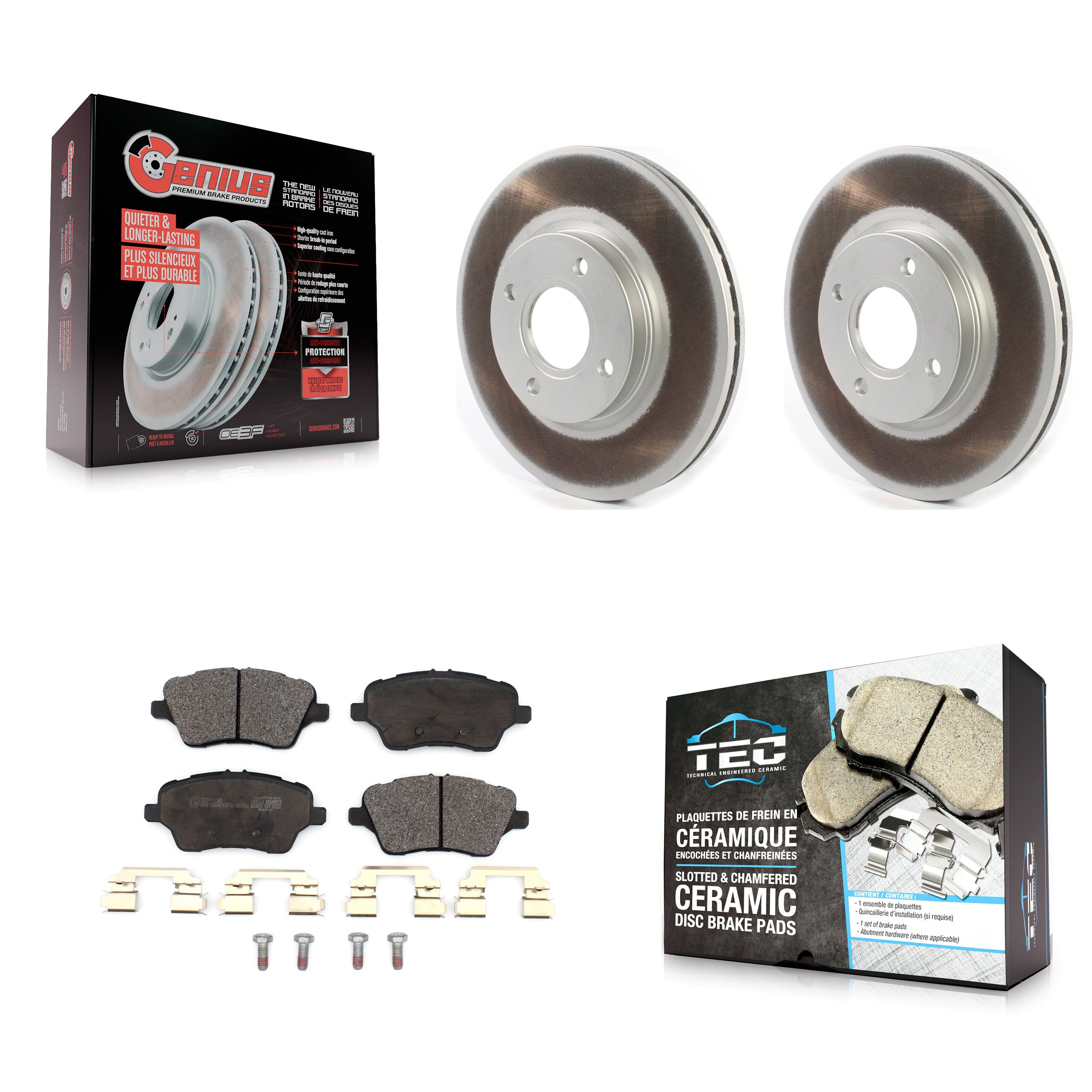 Front Coated Disc Brake Rotors And Ceramic Pads Kit For 2014-2019 Ford Fiesta ST KGT-102060