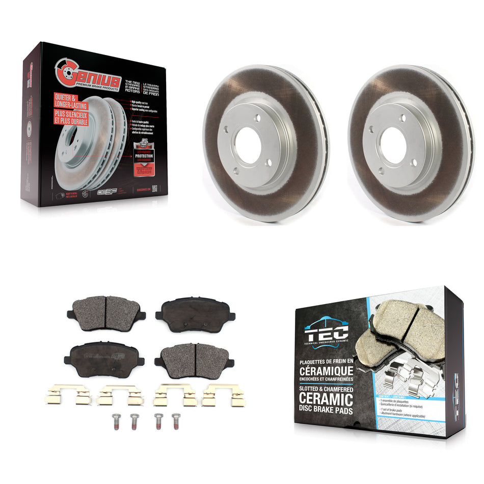 Front Coated Disc Brake Rotors And Ceramic Pads Kit For 2014-2019 Ford Fiesta ST KGT-102060