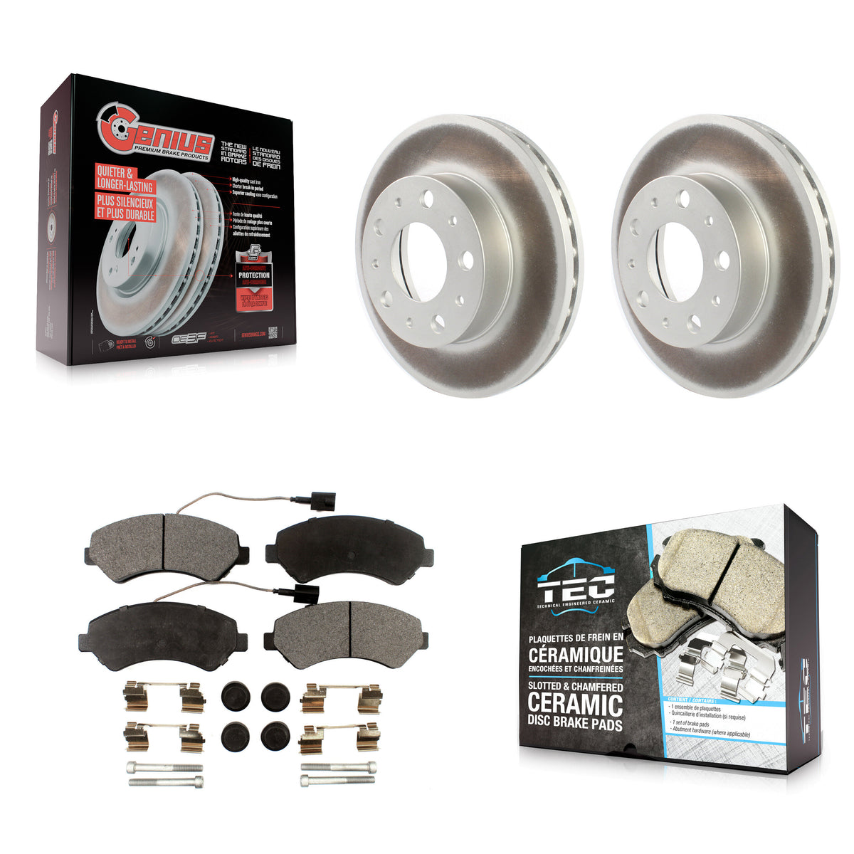 Front Coated Disc Brake Rotors And Ceramic Pads Kit For Ram ProMaster 2500 3500 1500 KGT-102062
