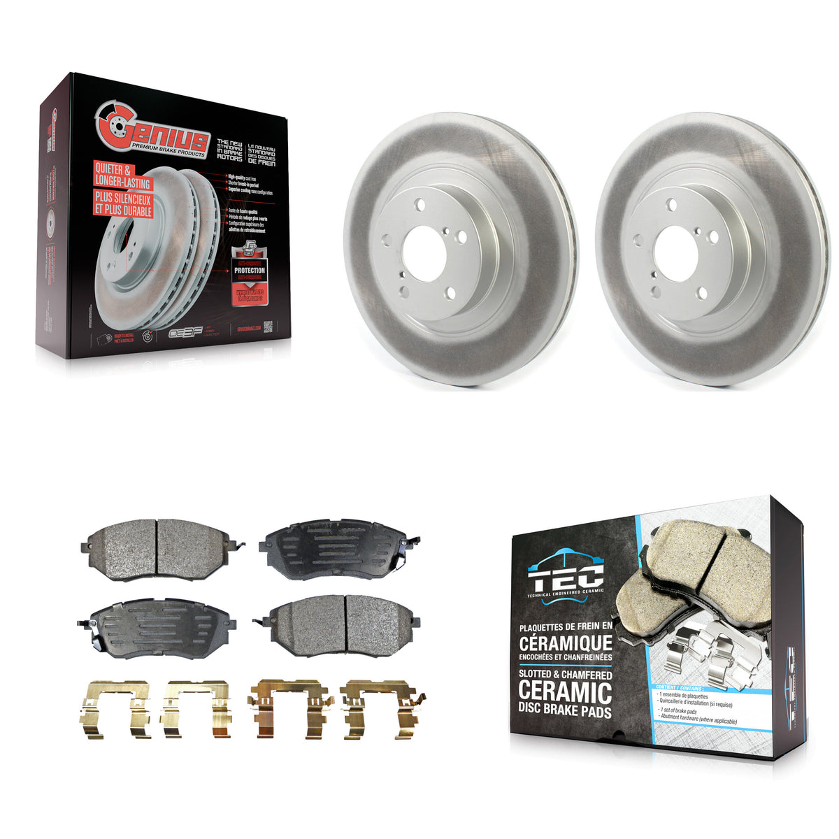 Front Coat Brake Rotors Ceramic Pad Kit For Subaru Legacy With 292mm Diameter Rotor KGT-102067