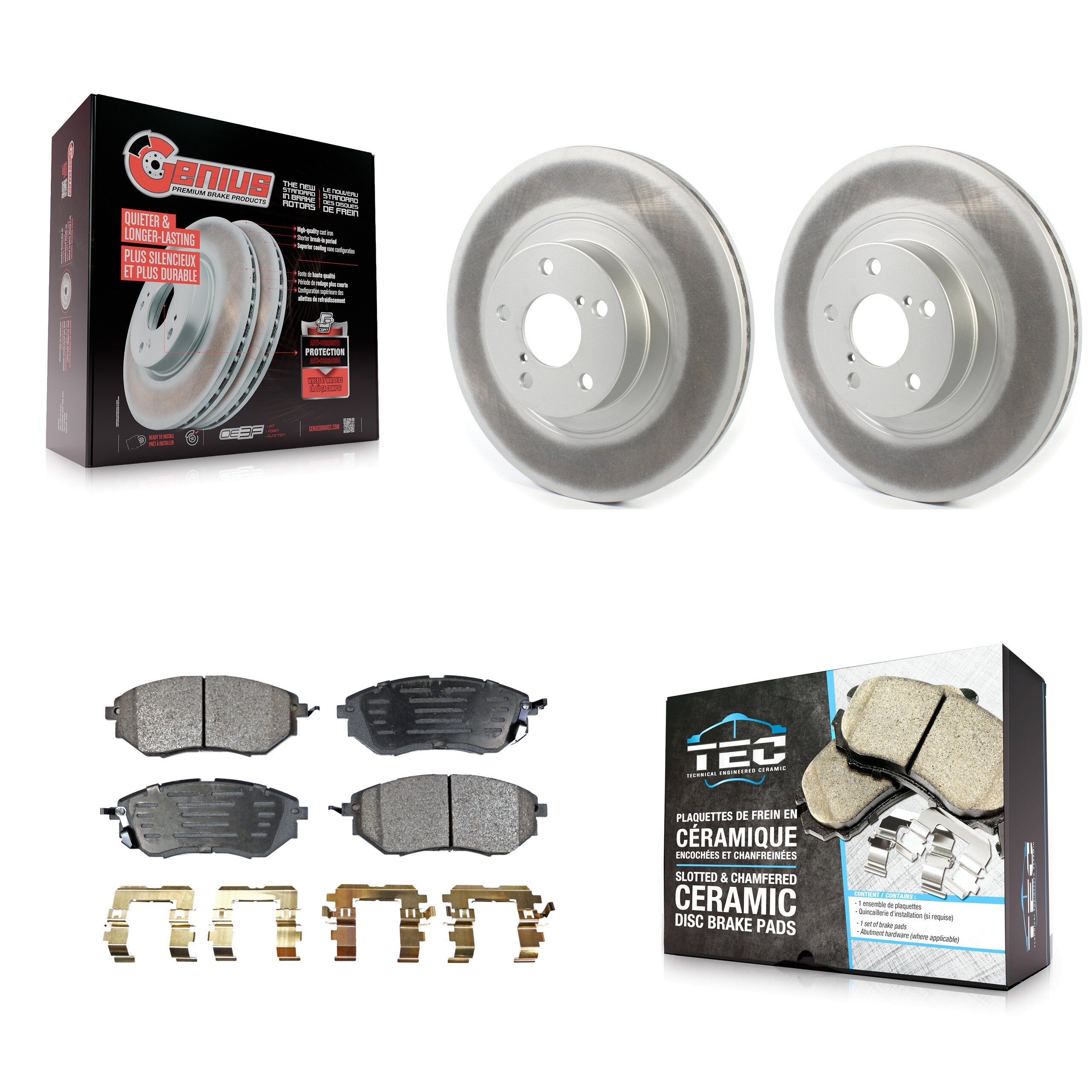 Front Coat Brake Rotors Ceramic Pad Kit For Subaru Legacy With 292mm Diameter Rotor KGT-102067
