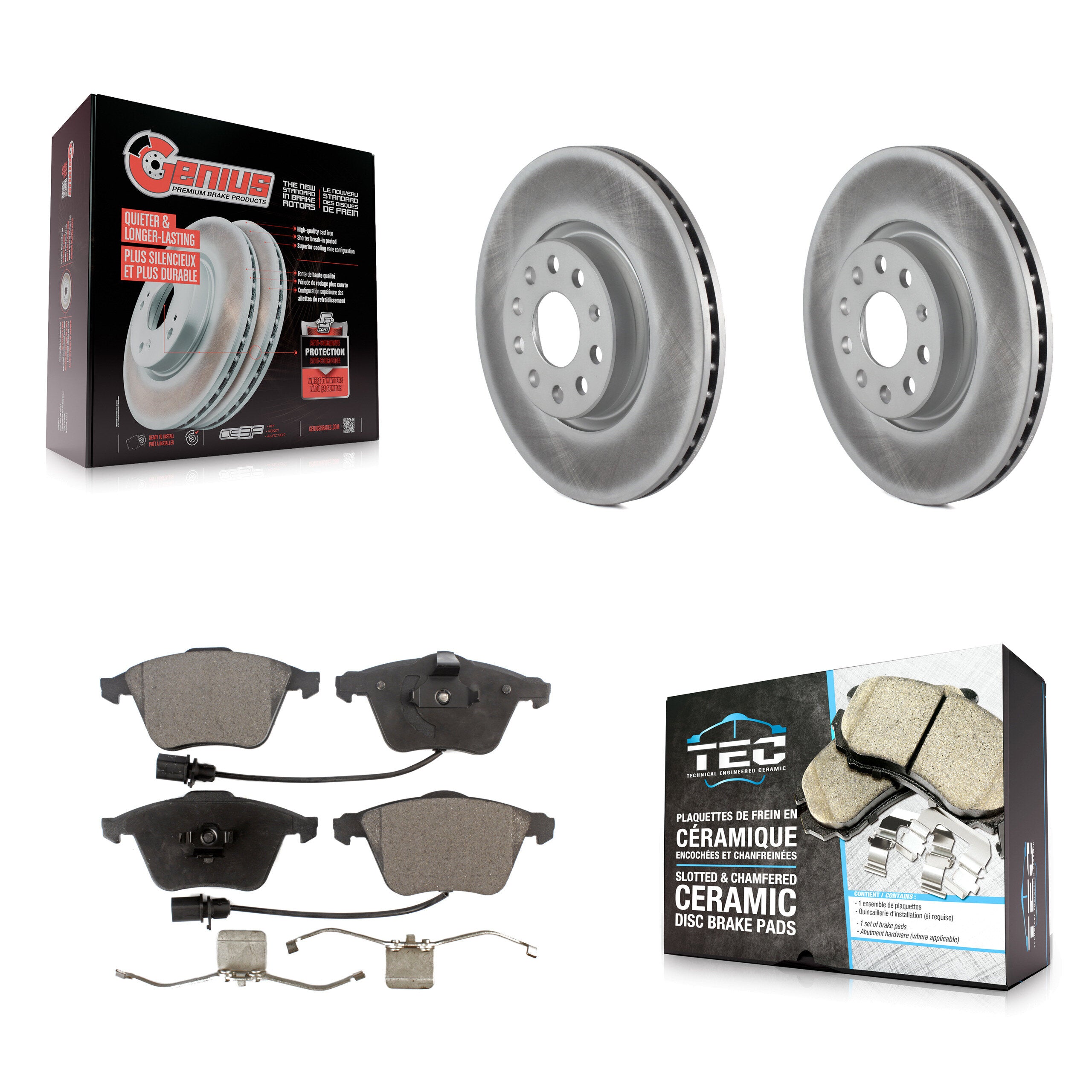 Front Coated Disc Brake Rotors And Ceramic Pads Kit For Volkswagen CC R32 KGT-102070