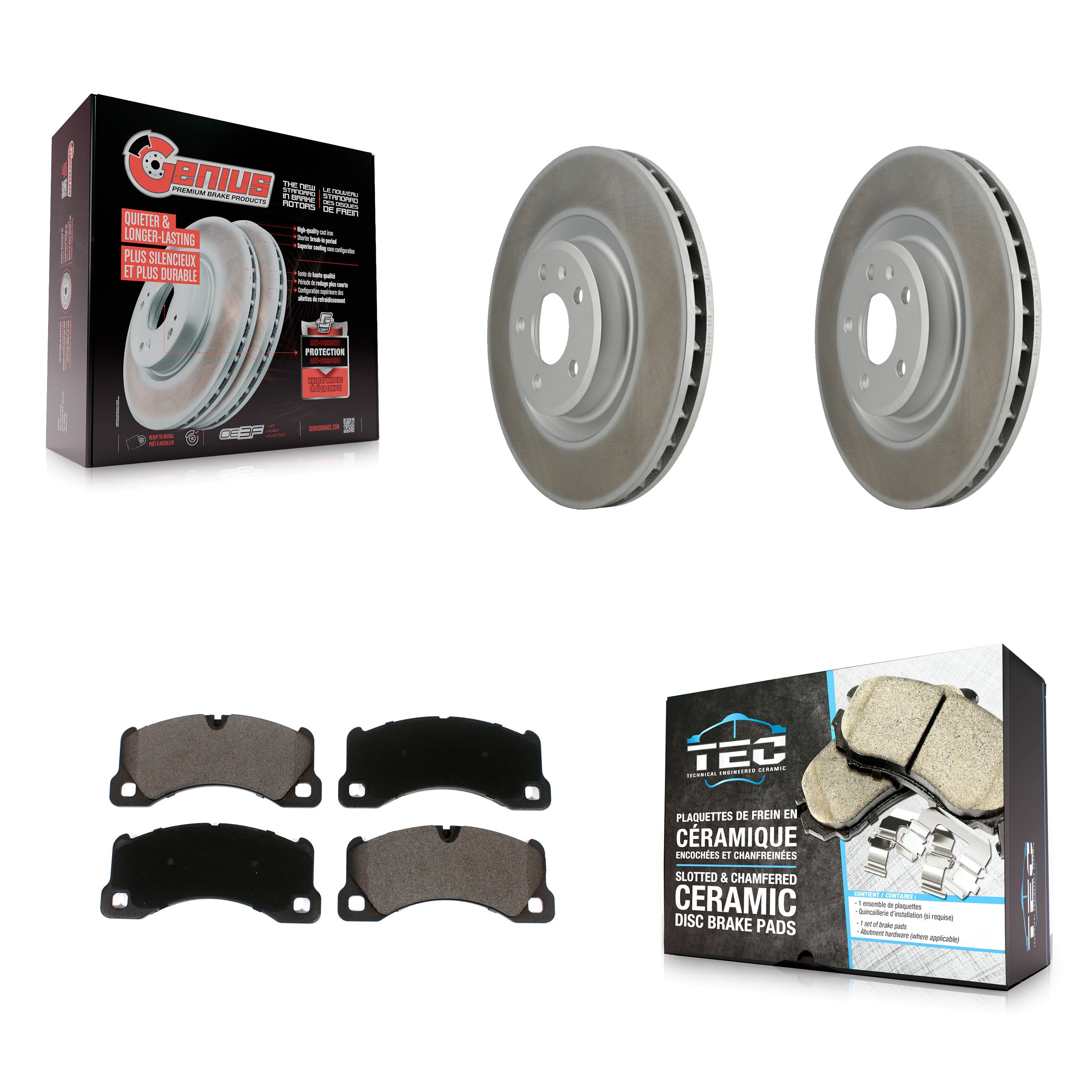 Front Coated Disc Brake Rotors And Ceramic Pads Kit For 2017 Porsche Macan Base KGT-102071