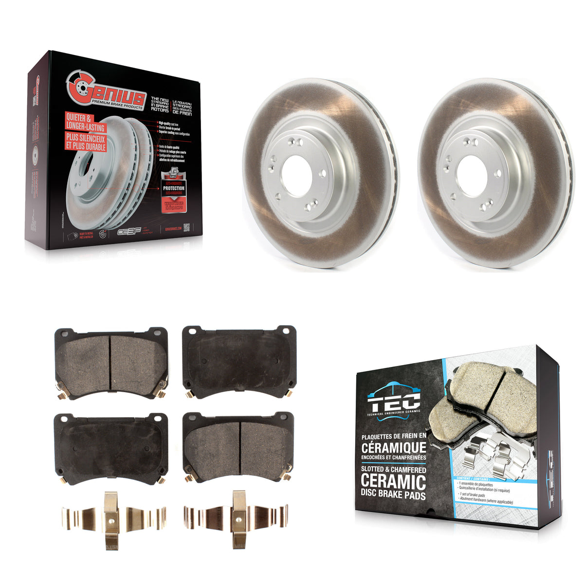 Front Coated Disc Brake Rotors And Ceramic Pads Kit For Hyundai Genesis KGT-102073