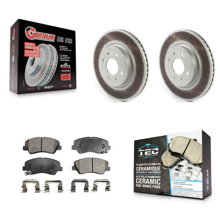 Front Coated Disc Brake Rotors And Ceramic Pads Kit For Kia Rio KGT-102078
