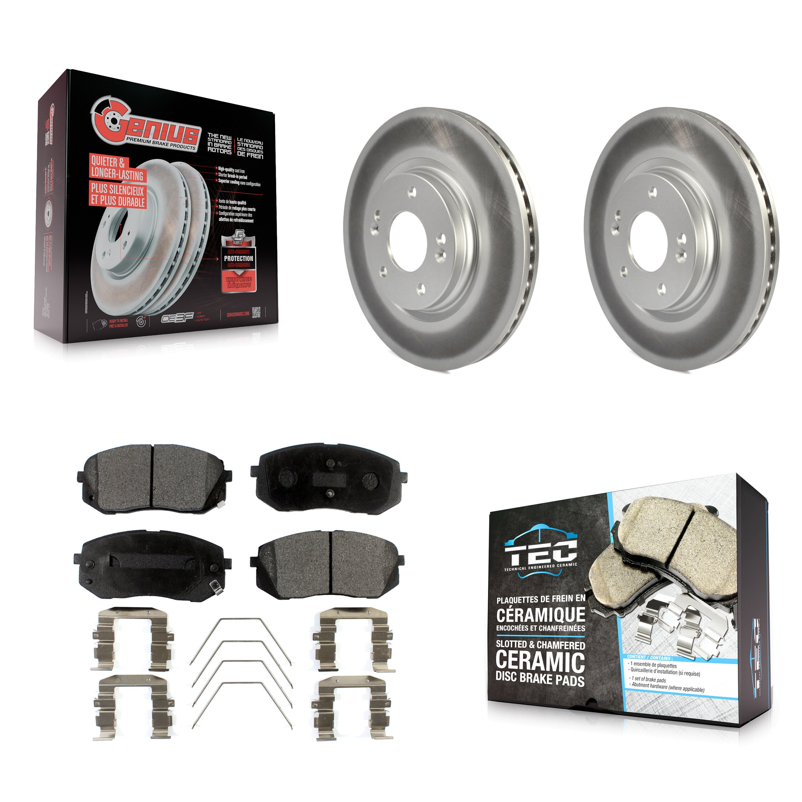 Front Coat Disc Brake Rotors Ceramic Pad Kit For Kia Hyundai Kona Seltos Forte Elantra GT KGT-102083