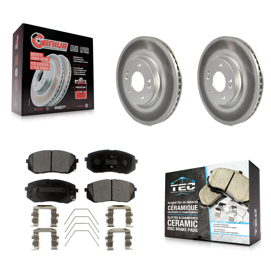 Front Coat Disc Brake Rotors Ceramic Pad Kit For Kia Hyundai Kona Seltos Forte Elantra GT KGT-102083
