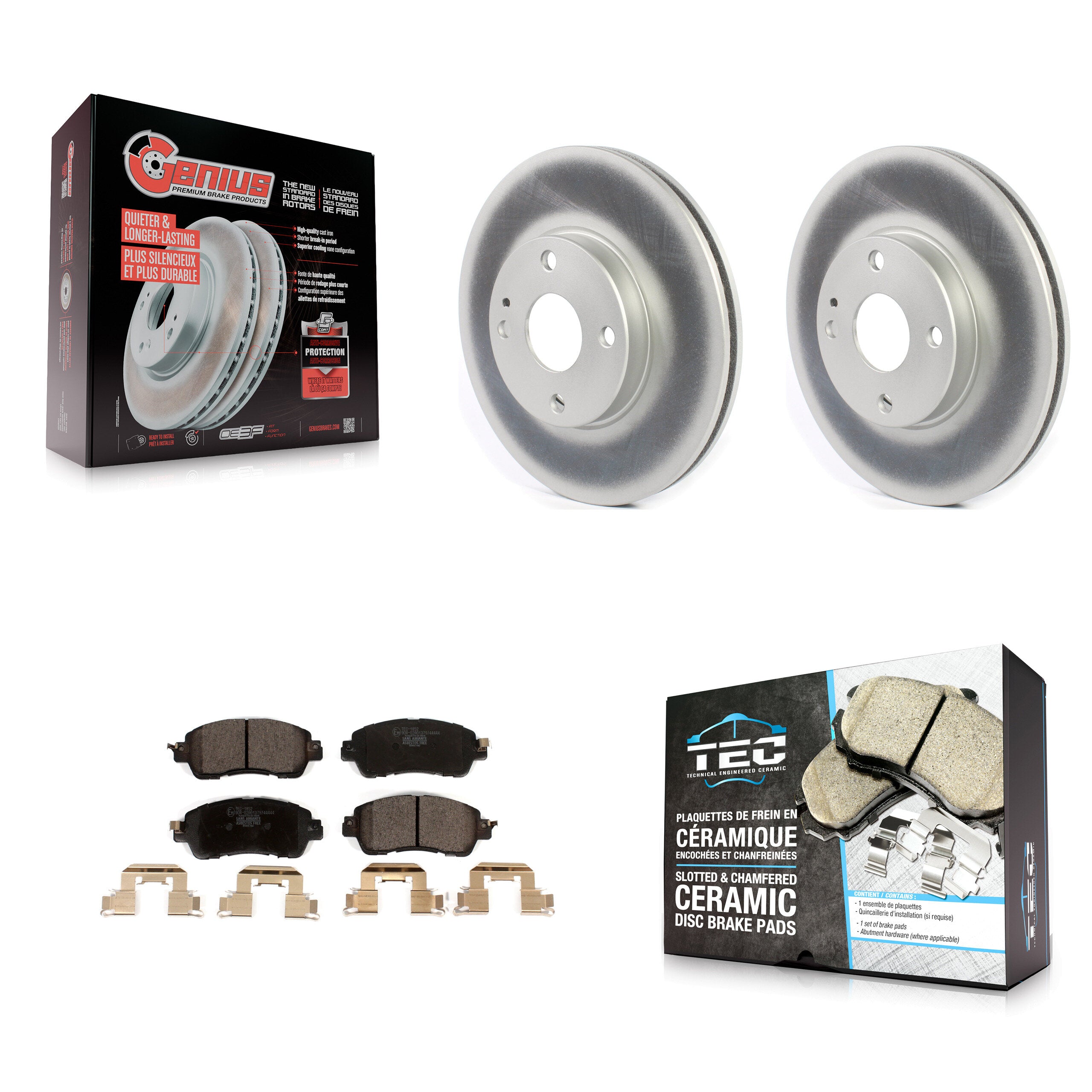 Front Coated Disc Brake Rotors And Ceramic Pads Kit For Toyota Yaris iA Scion KGT-102085