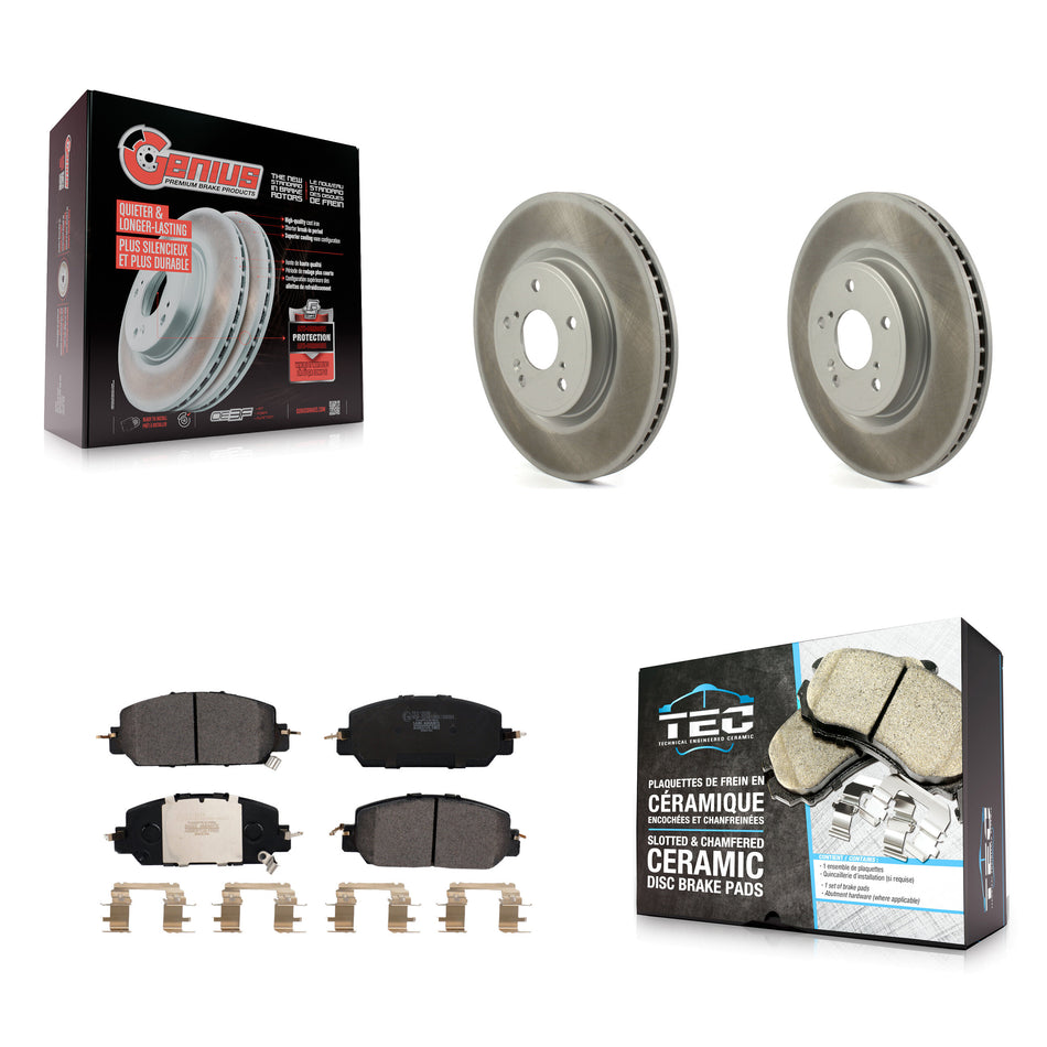 Front Coated Disc Brake Rotors And Ceramic Pads Kit For Honda CR-V HR-V KGT-102091