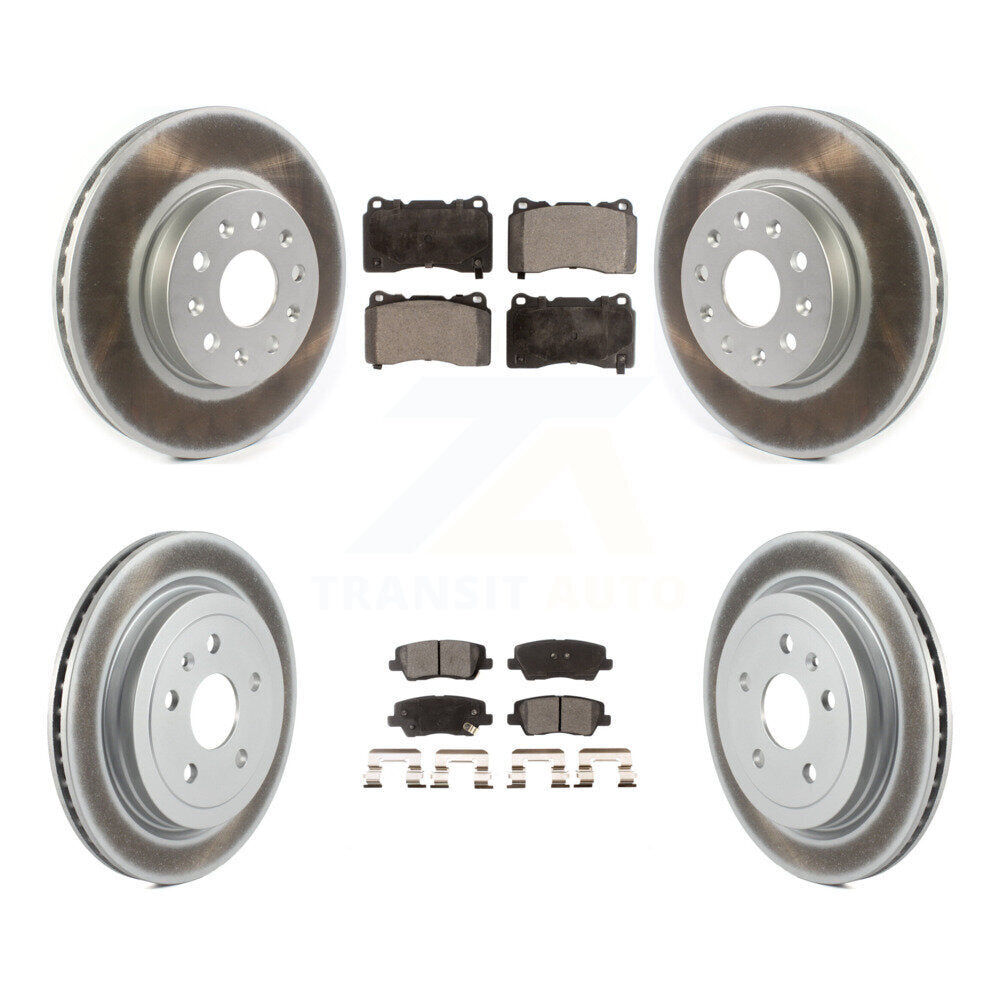 Front Rear Coated Disc Brake Rotors And Ceramic Pads Kit For Cadillac CTS KGT-102109