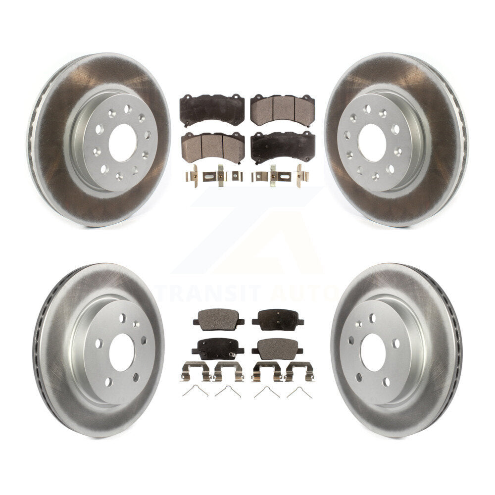 Front Rear Coated Disc Brake Rotors And Ceramic Pads Kit For Chevrolet Camaro LT LS KGT-102112