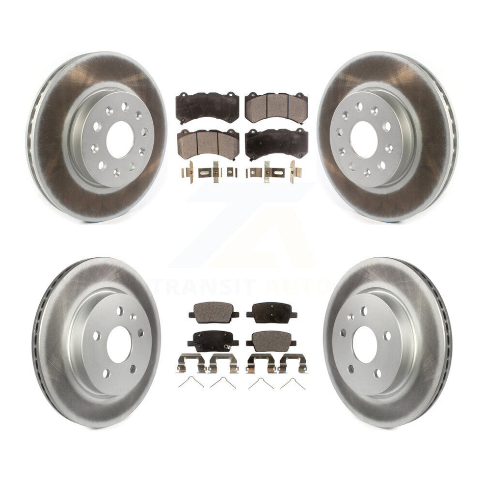 Front Rear Coated Disc Brake Rotors And Ceramic Pads Kit For Chevrolet Camaro LT LS KGT-102112