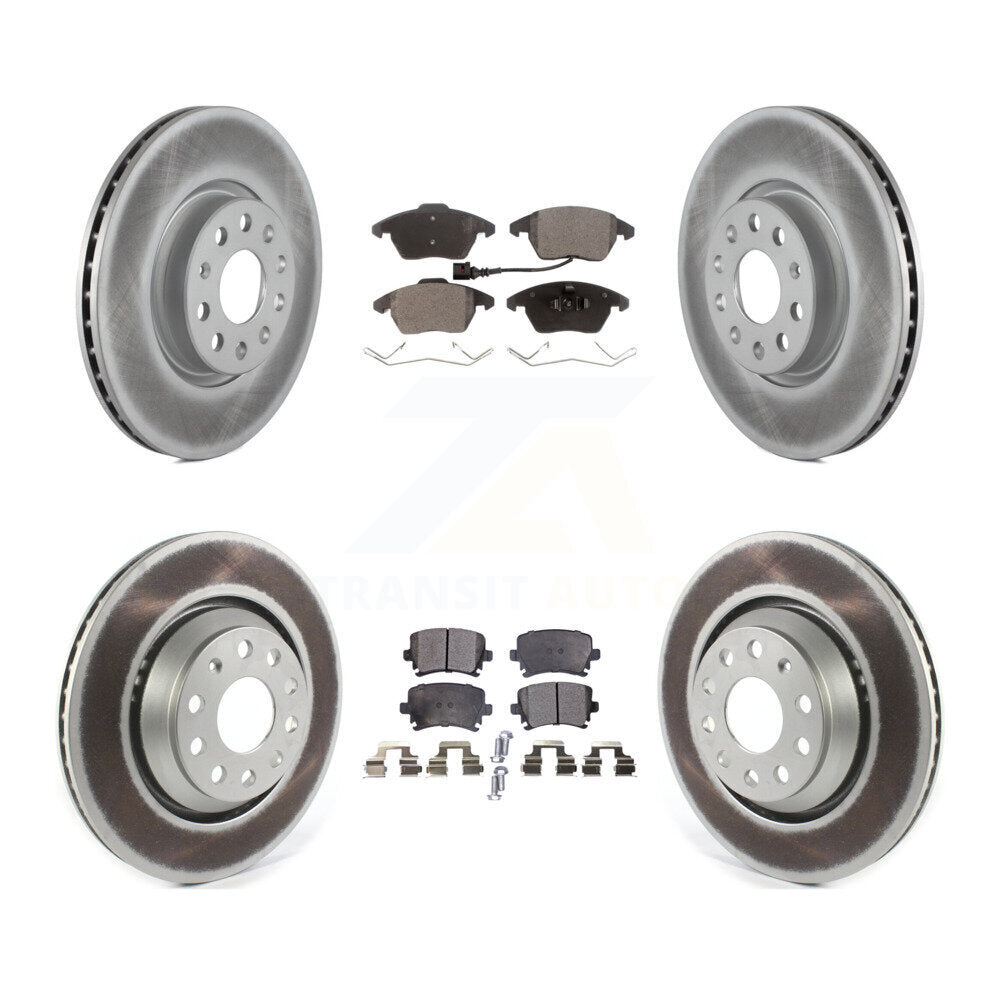 Front Rear Coated Disc Brake Rotors And Ceramic Pads Kit For Volkswagen Passat CC KGT-102142