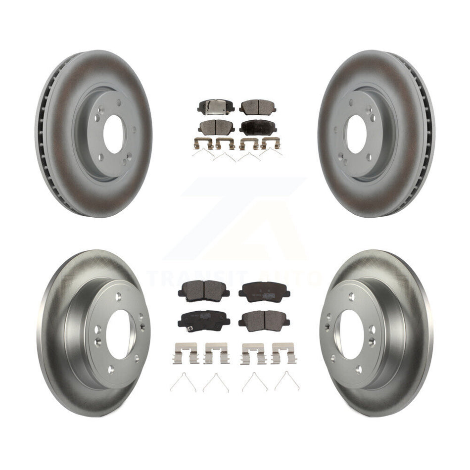 Front Rear Coated Disc Brake Rotors Ceramic Pad Kit For Kia Forte Forte5 Hyundai Veloster KGT-102143