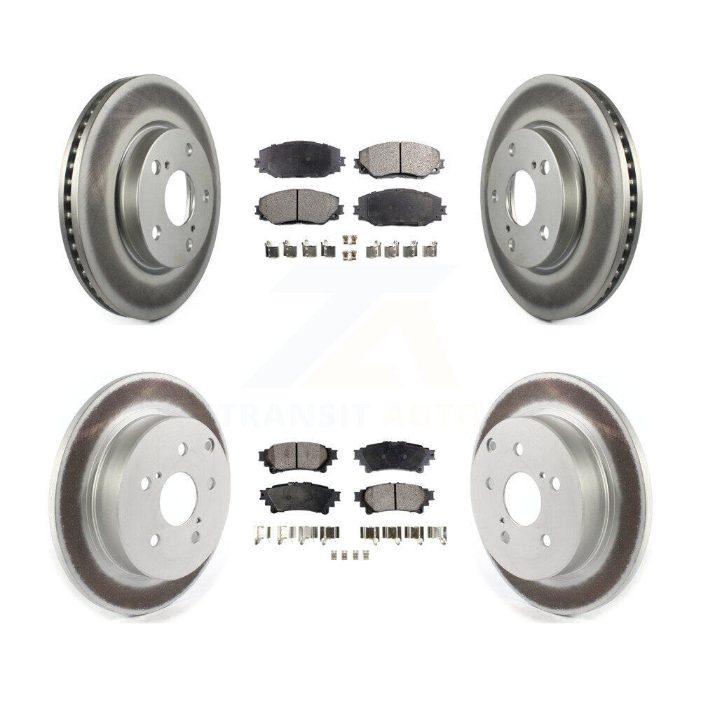 Front Rear Coated Disc Brake Rotors And Ceramic Pads Kit For 2012-2018 Toyota Prius V KGT-102145