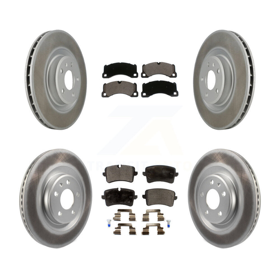 Front Rear Coated Disc Brake Rotors And Ceramic Pads Kit For 2017 Porsche Macan Base KGT-102147