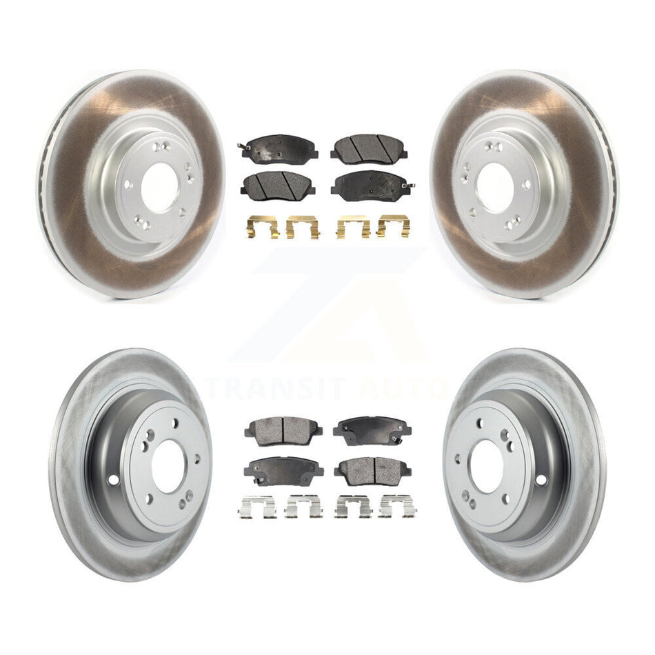 Front Rear Coated Disc Brake Rotors And Ceramic Pads Kit For 2012 Hyundai Genesis 3.8L KGT-102148