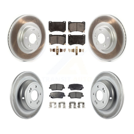 Front Rear Coated Disc Brake Rotors And Ceramic Pads Kit For Hyundai Genesis 4.6L KGT-102149