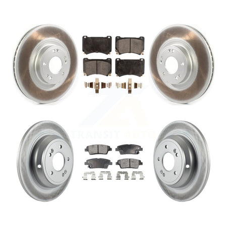 Front Rear Coated Disc Brake Rotors And Ceramic Pads Kit For Hyundai Genesis KGT-102150