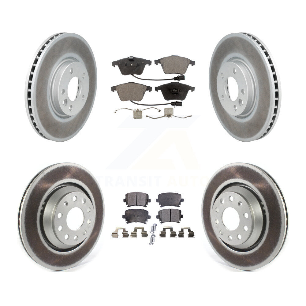 Front Rear Coated Disc Brake Rotors And Ceramic Pads Kit For Volkswagen CC KGT-102154
