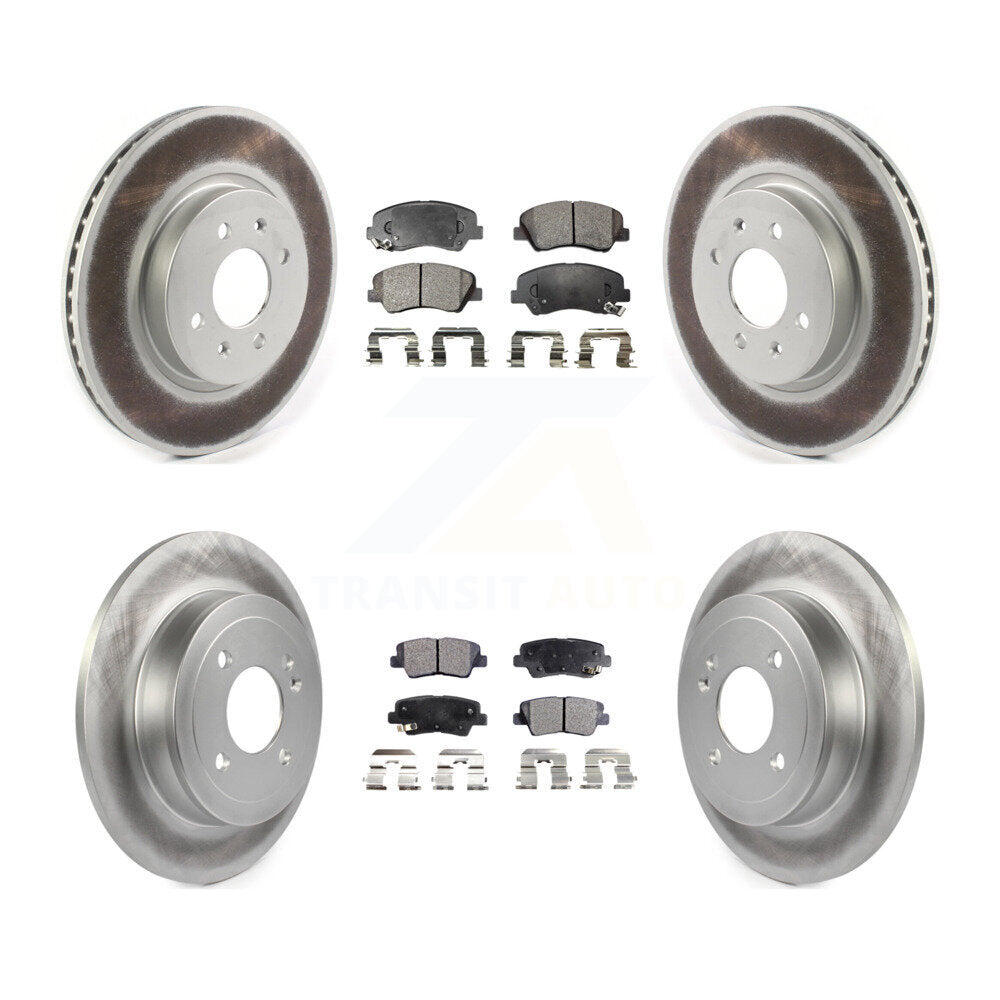 Front Rear Coated Disc Brake Rotors And Ceramic Pads Kit For Kia Rio KGT-102156