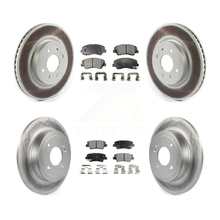 Front Rear Coated Disc Brake Rotors And Ceramic Pads Kit For Kia Rio KGT-102156