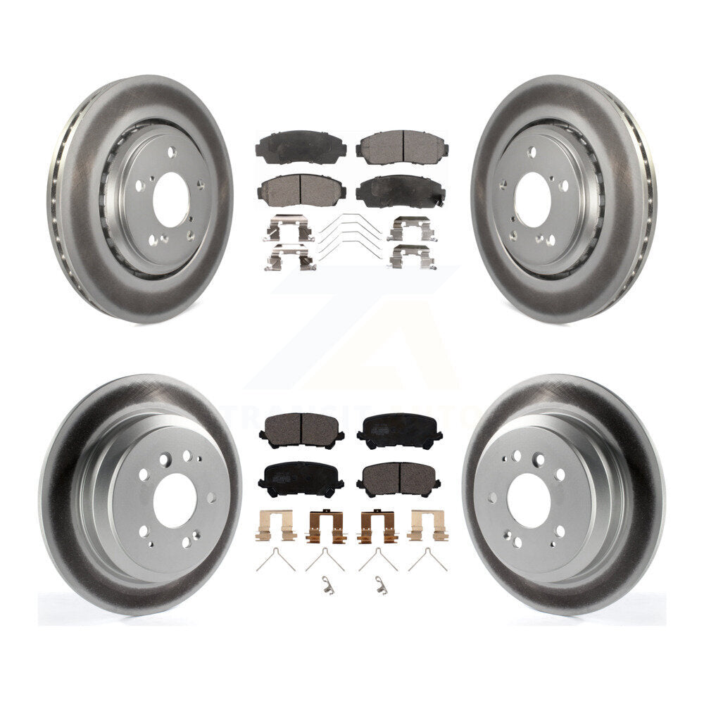 Front Rear Coated Disc Brake Rotors And Ceramic Pads Kit For 2019-2024 Honda Passport KGT-102158