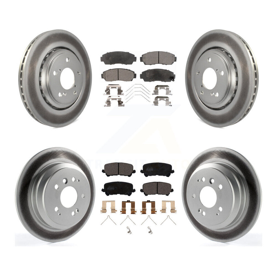 Front Rear Coated Disc Brake Rotors And Ceramic Pads Kit For 2019-2024 Honda Passport KGT-102158