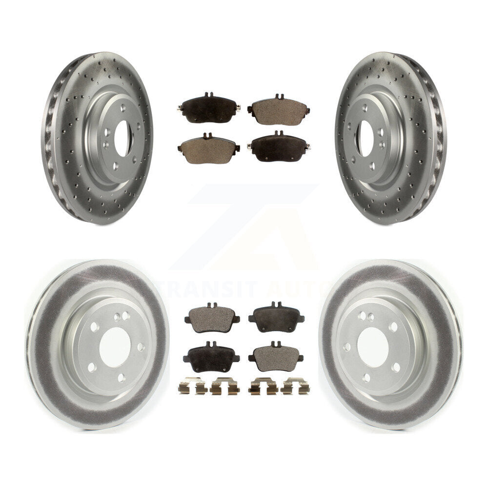 Front Rear Coated Brake Rotor Ceramic Pad Kit For Mercedes-Benz CLA250 With Sport Package KGT-102160