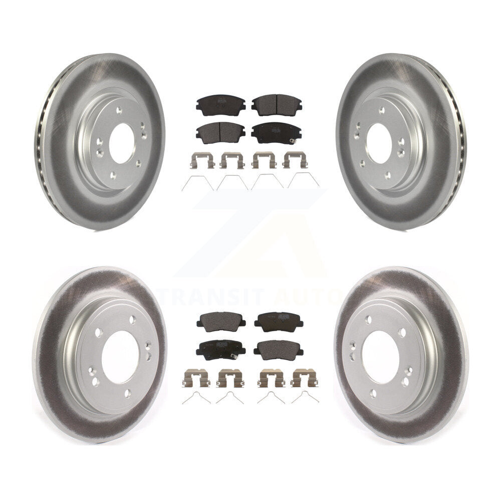 Front Rear Coated Disc Brake Rotor And Ceramic Pad Kit For 2017-2020 Hyundai Elantra 1.6L KGT-102167