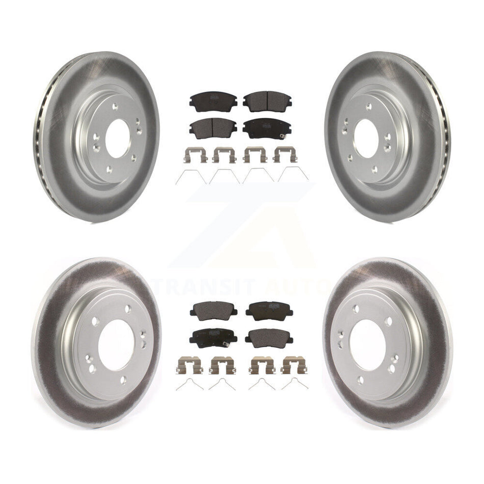 Front Rear Coated Disc Brake Rotor And Ceramic Pad Kit For 2017-2020 Hyundai Elantra 1.6L KGT-102167