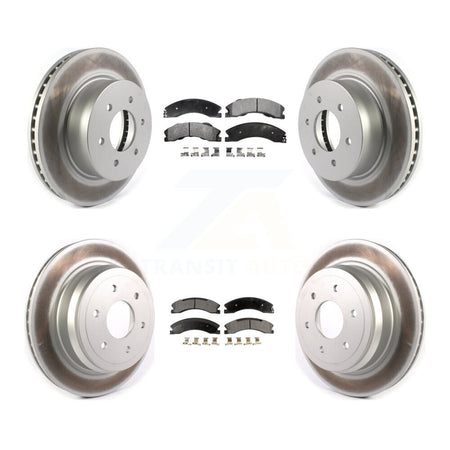 Front Rear Coated Disc Brake Rotors And Ceramic Pads Kit For 2016-2024 Nissan TITAN XD KGT-102170