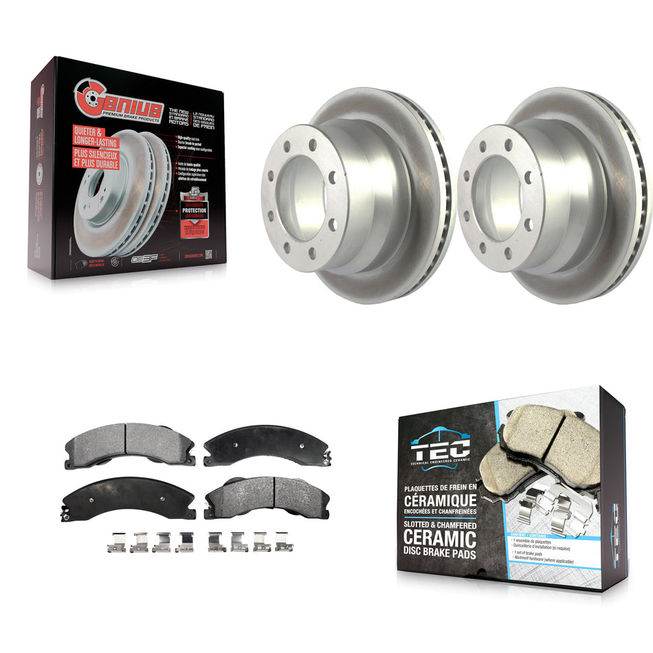 Rear Coated Disc Brake Rotor & Ceramic Pad Kit For GMC Savana 3500 Chevrolet Express 4500 KGT-102188