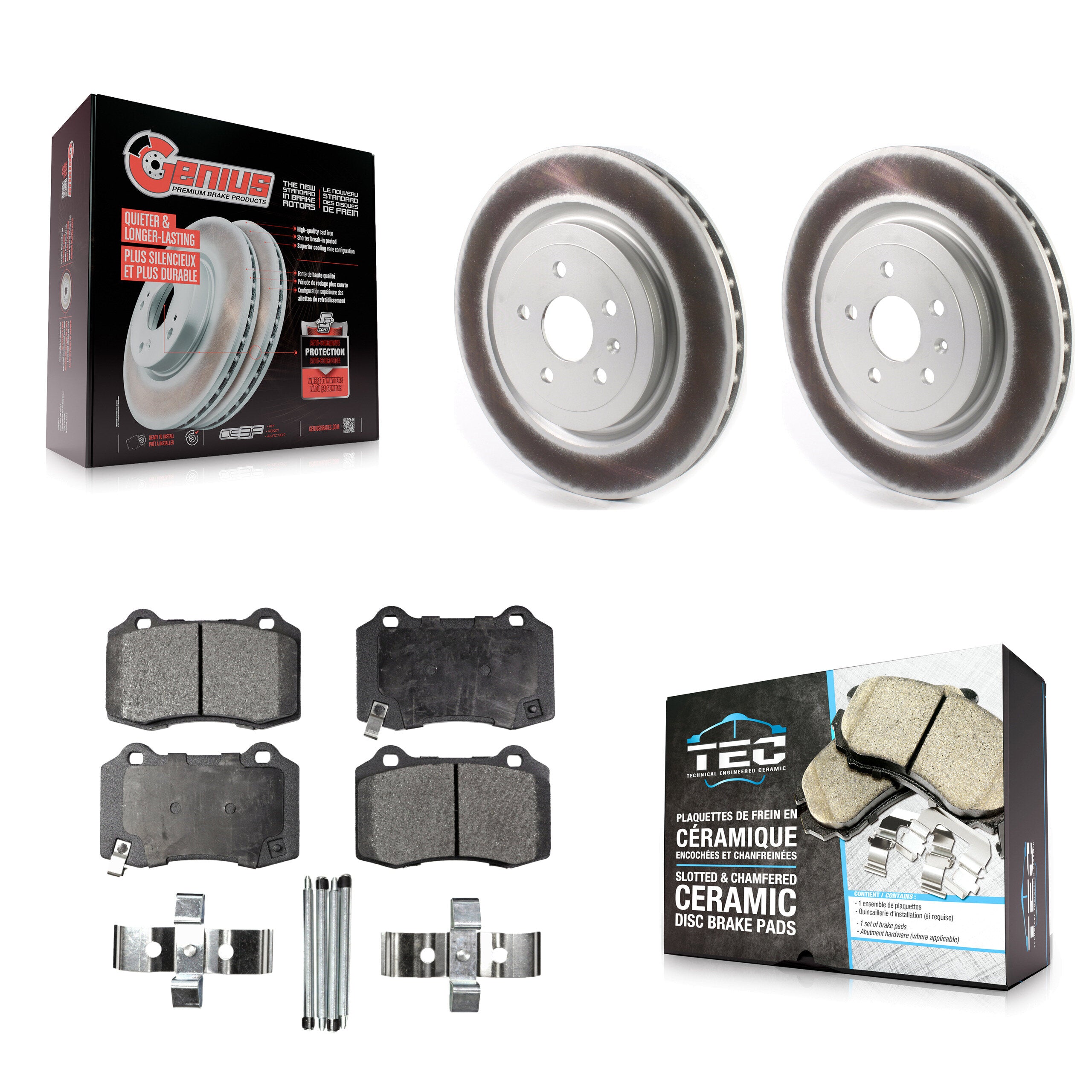 Rear Coated Disc Brake Rotors And Ceramic Pads Kit For Chevrolet Camaro Cadillac CTS KGT-102190
