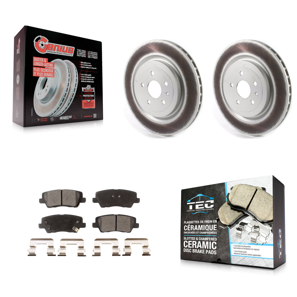 Rear Coated Disc Brake Rotors And Ceramic Pads Kit For 2015 Cadillac CTS 6.2L KGT-102192
