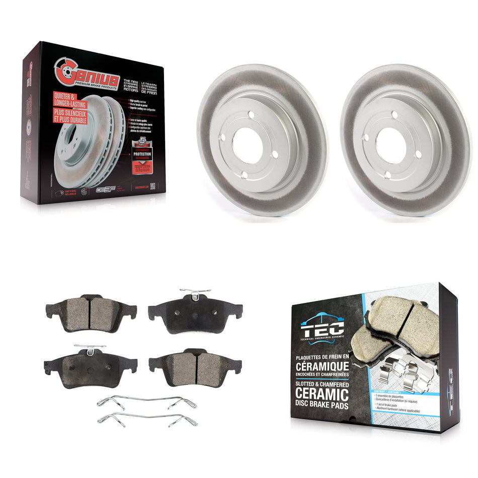 Rear Coated Disc Brake Rotors And Ceramic Pads Kit For 2018-2022 Ford EcoSport AWD KGT-102200