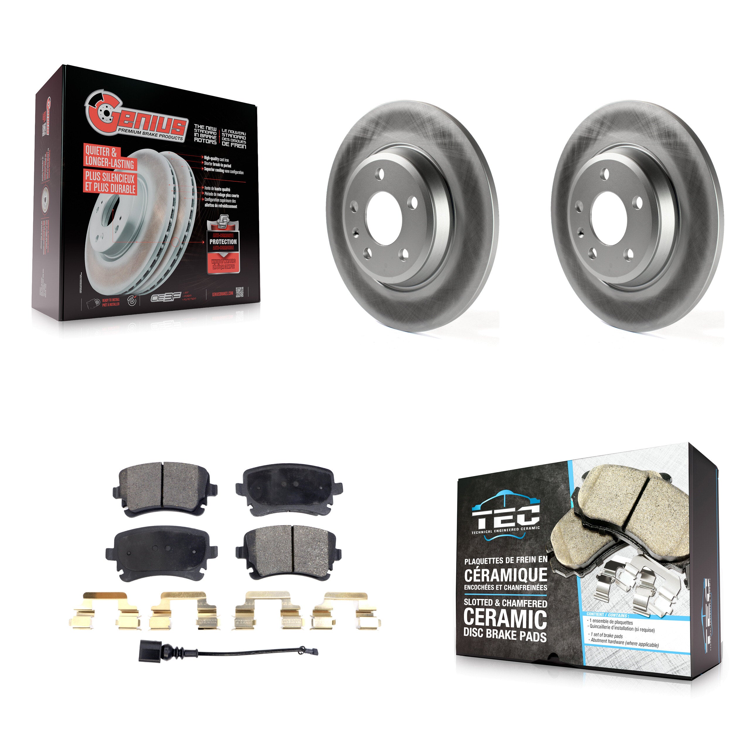 Rear Coated Disc Brake Rotors And Ceramic Pads Kit For Audi Q5 A4 allroad KGT-102209