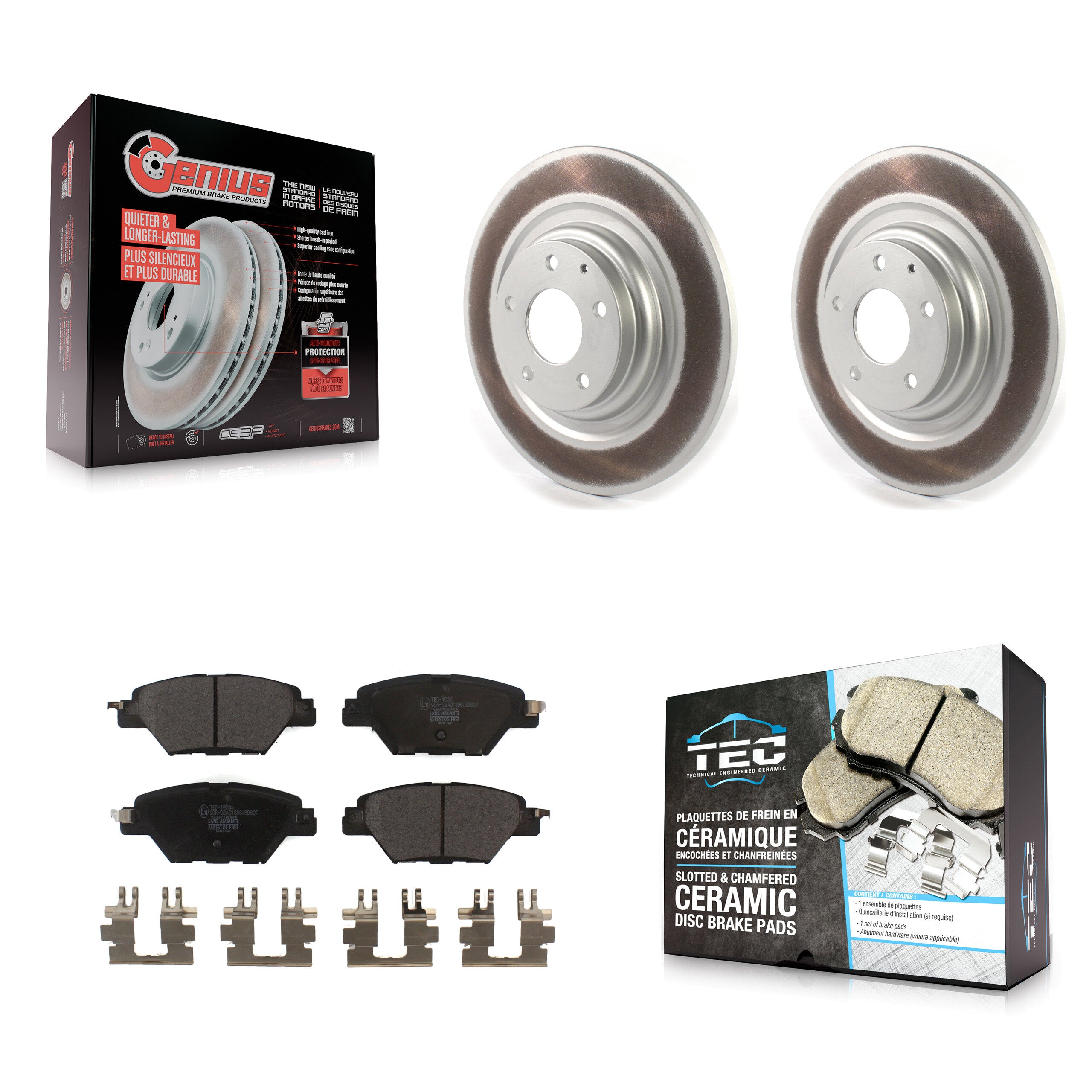 Rear Coated Disc Brake Rotors And Ceramic Pads Kit For 2016-2023 Mazda CX-9 KGT-102215