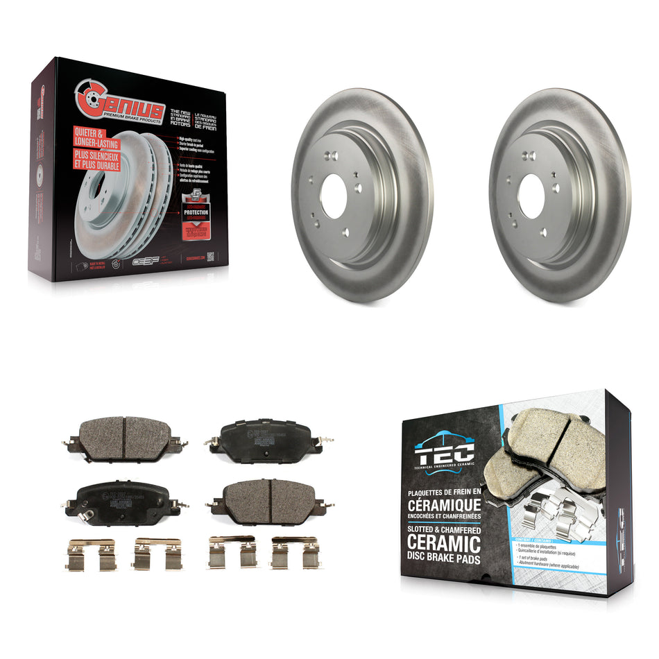 Rear Coated Disc Brake Rotors And Ceramic Pads Kit For 2017-2024 Honda CR-V KGT-102224