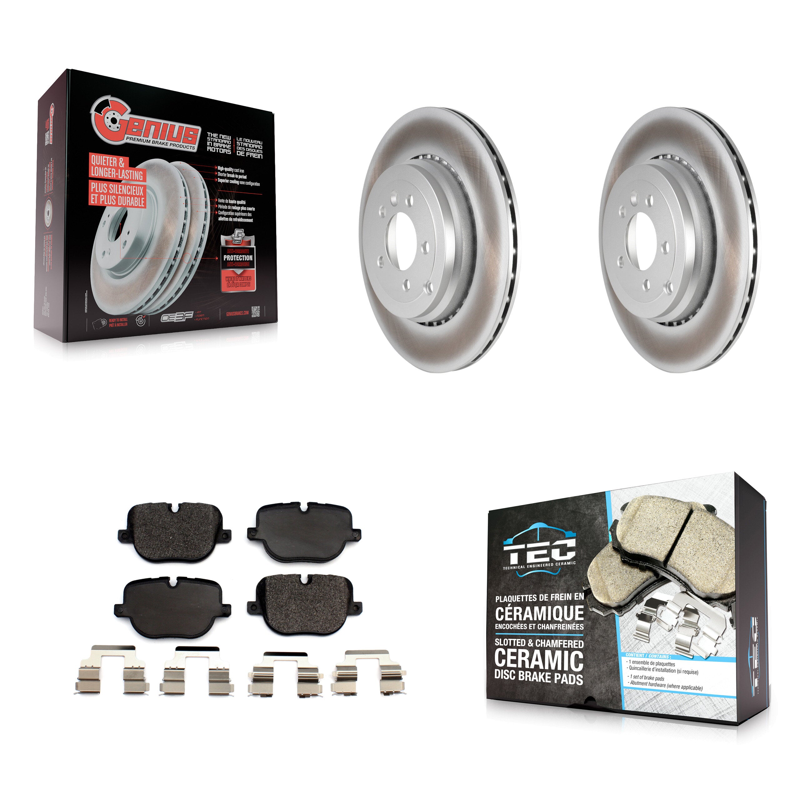 Rear Coated Brake Rotor Ceramic Pad Kit For 2010-2013 Land Rover Range Sport Supercharged KGT-102242