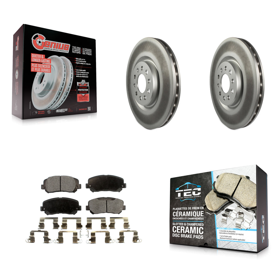 Front Coat Brake Rotor Ceramic Pad Kit For 14-17 Jeep Cherokee With Single Piston Caliper KGT-102247