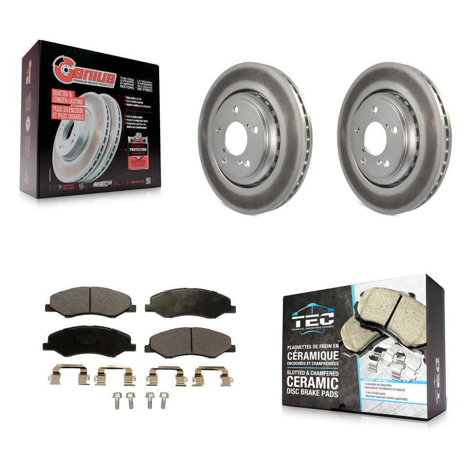 Front Coated Disc Brake Rotors And Ceramic Pads Kit For 2018-2023 Honda Odyssey KGT-102251
