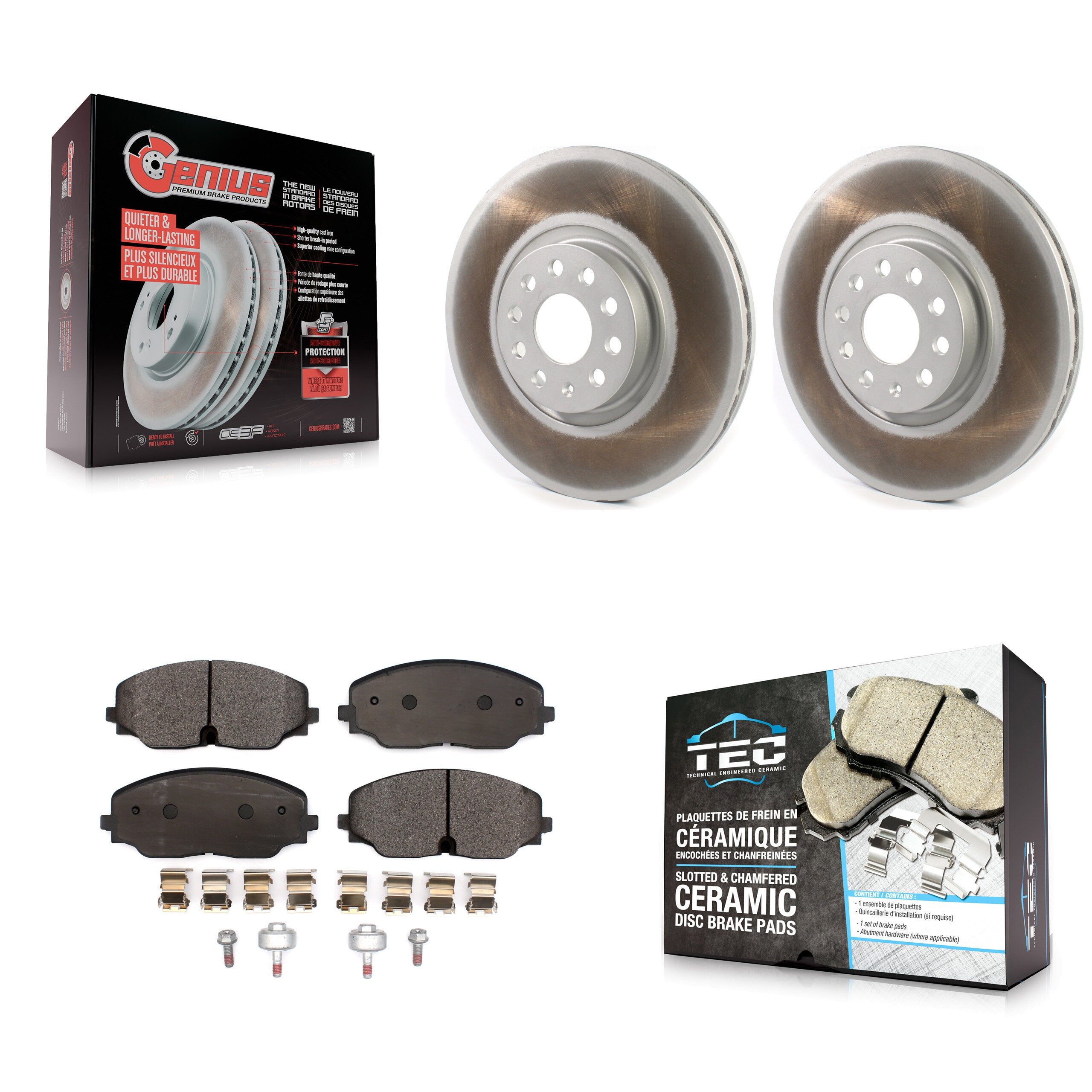 Front Coated Disc Brake Rotors And Ceramic Pads Kit For Volkswagen Atlas Cross Sport KGT-102257